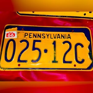 Pennsylvania Vintage 1966 License Plate. 025-12C